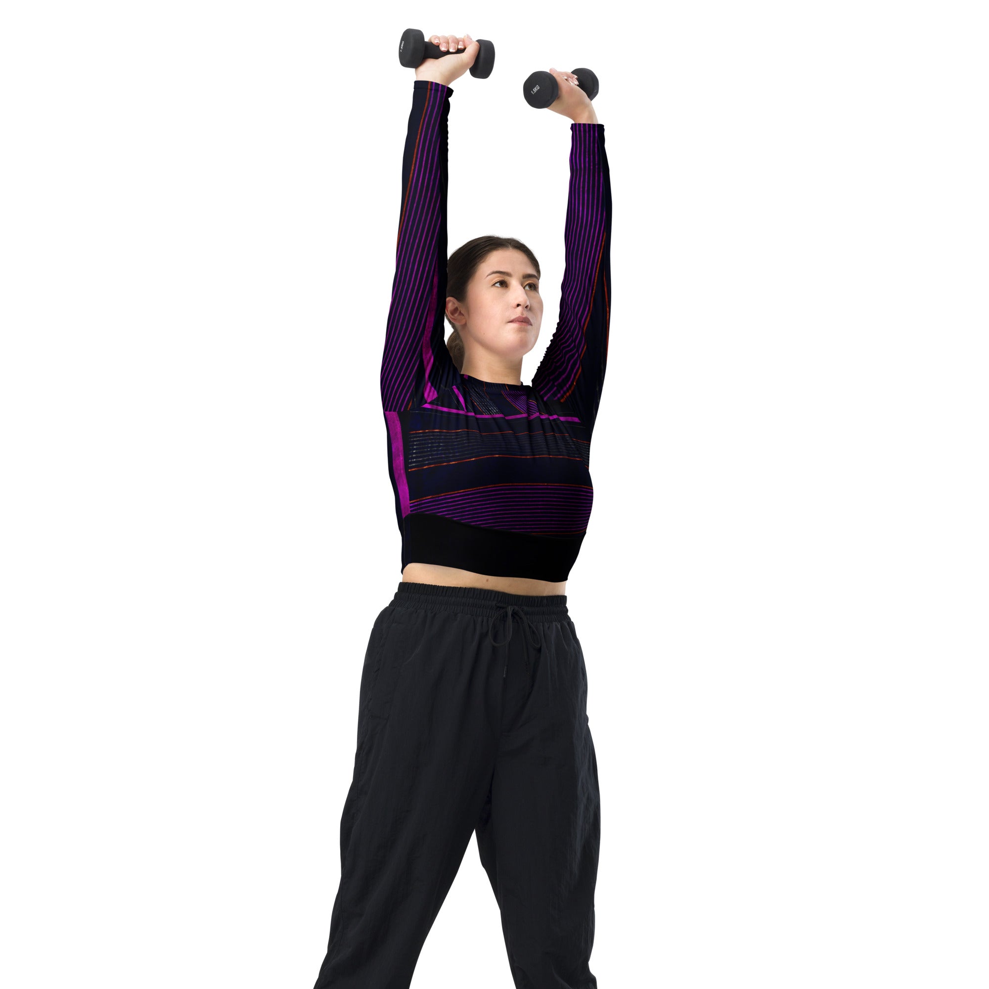 Women's Long-sleeved Gym Cropped Top. Yoga Crop Top or Dance top. Cool Streetwear Fashion Top. Peppermint by WickedYo